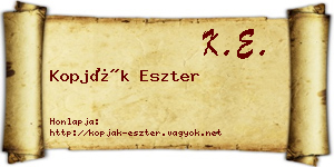 Kopják Eszter névjegykártya